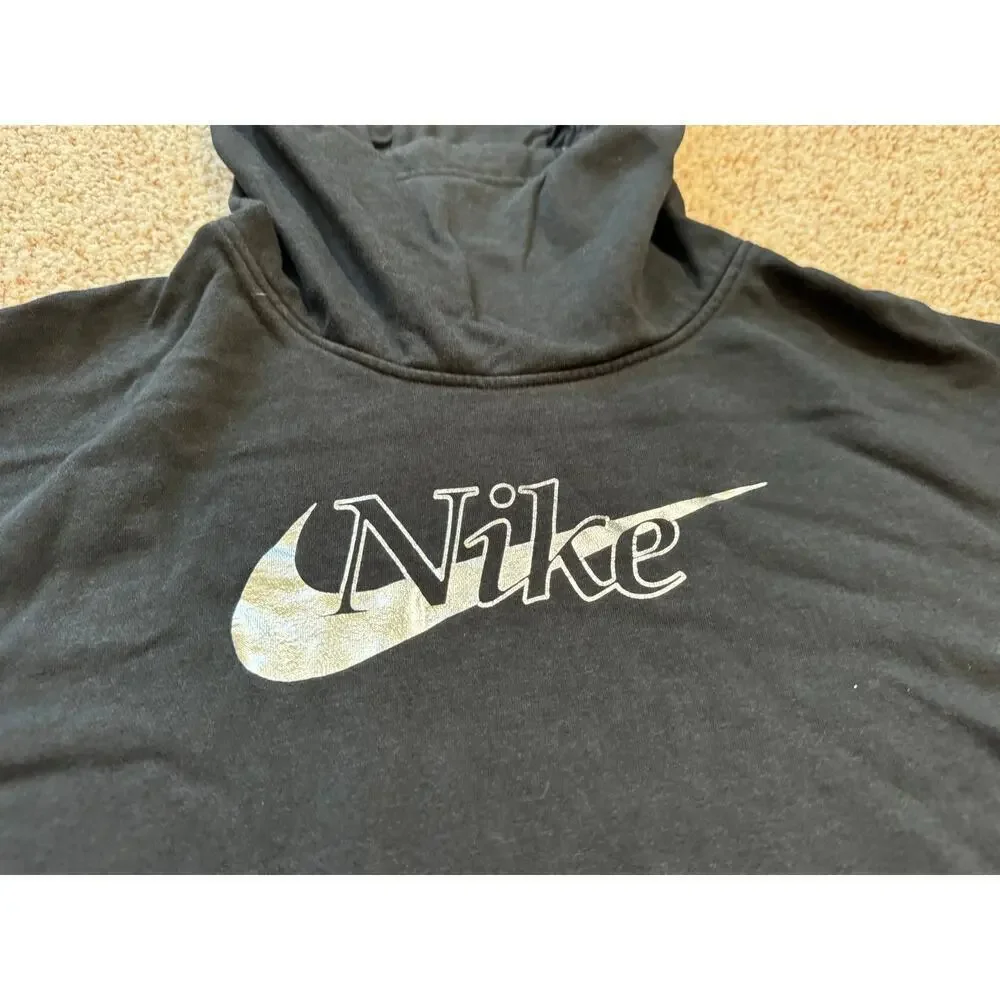 NIKE Black & Silver Sweatshirt, womens size Small, Slightly cropped, boxy fit